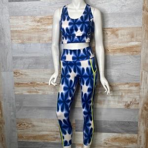 Free People Movement High-Rise 7/8 flower Legging Set blue/white/neon size M